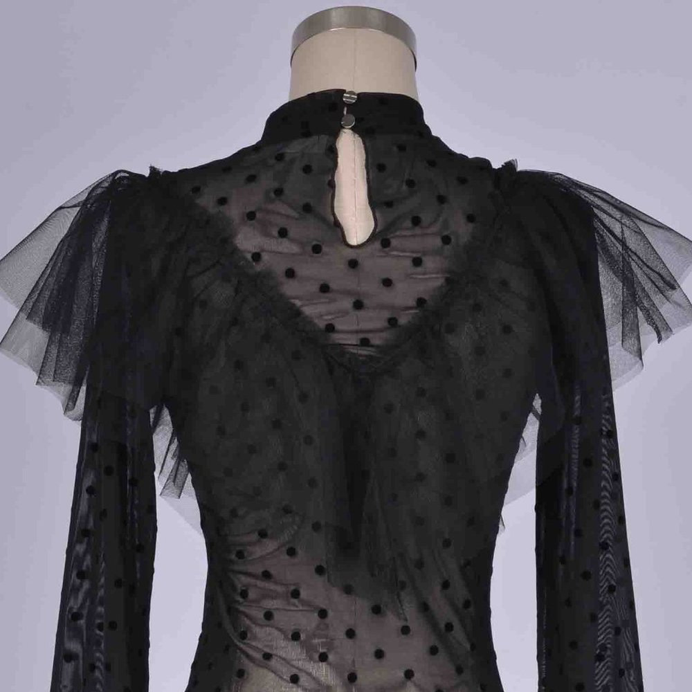 SWISS DOT RUFFLE TOP - Picture 2 of 2